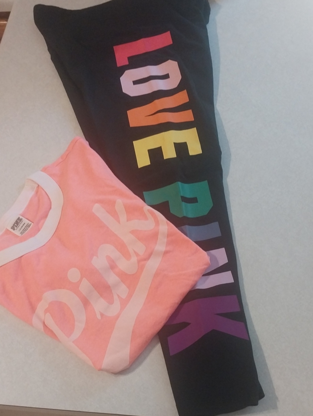 PINK Victoria's Secret Pink Tee and Black Leggings Set